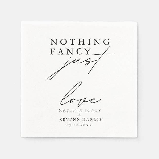 Nothing Fancy Just Love Wedding  Sign Napkin (Front)