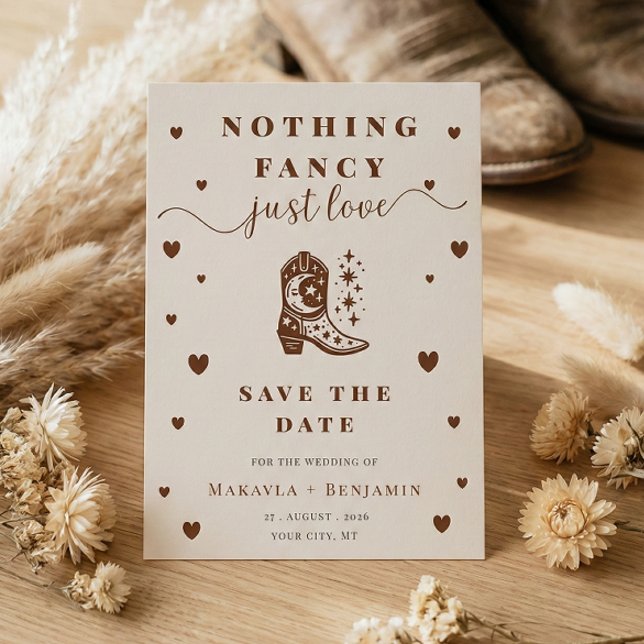 Nothing Fancy Just Love Western Rustic Wedding Save The Date (Creator Uploaded)