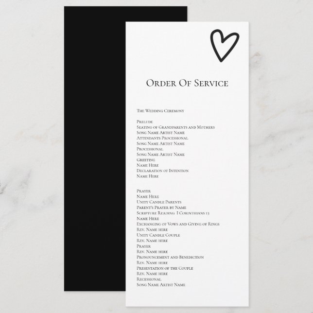 Nothing Fancy Order of Service Wedding Card (Front/Back)