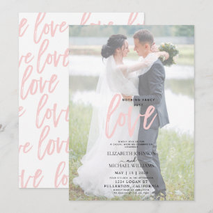 Nothing Fancy Pink Casual Vellum Photo Wedding Invitation