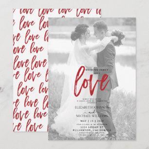 Nothing Fancy Red Casual Vellum Photo Wedding Invitation