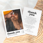Nothing Fancy Retro Groovy Photo Wedding Thank You Card<br><div class="desc">An elegant photo thank you card to match our Nothing Fancy Just Love Retro Groovy Wedding collection. The front of the design features your custom photo and "thank you" in a retro, groovy font together with your names & the date in simple sans serif typography. The back of the design...</div>
