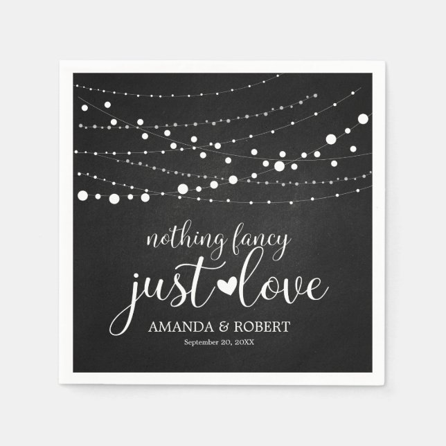 Nothing Fancy Rustic Chalk String Lights Wedding  Napkin (Front)