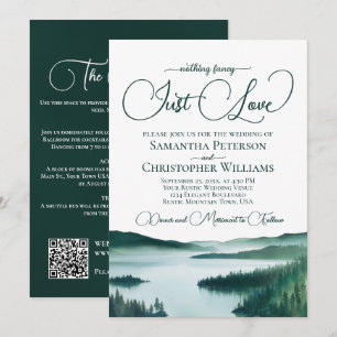 Nothing Fancy Rustic Lake QR Code Wedding Invitation
