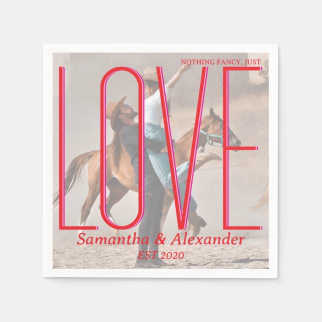 Nothing Fancy Wedding Personalized Couple Photo Napkin (Front)