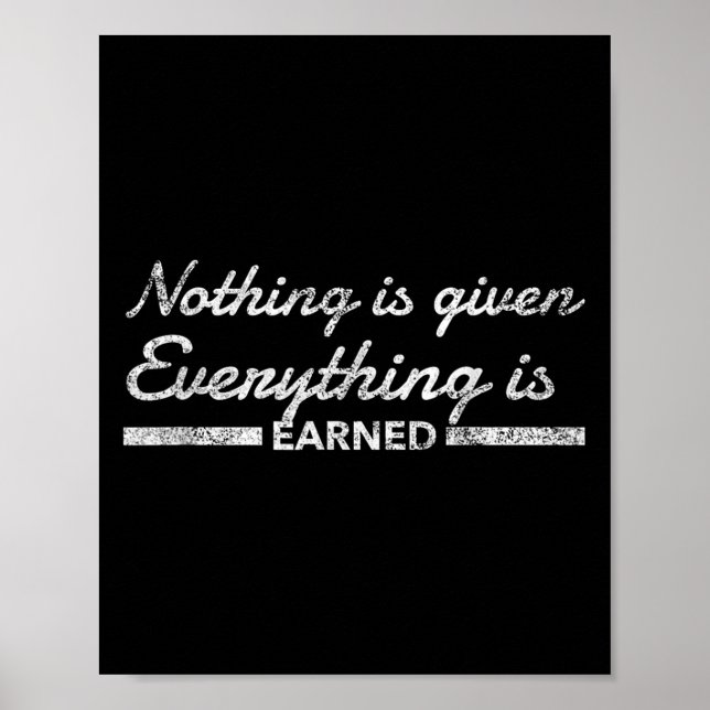 Nothing Is Given Everything Is Earned Motivational Poster (Front)