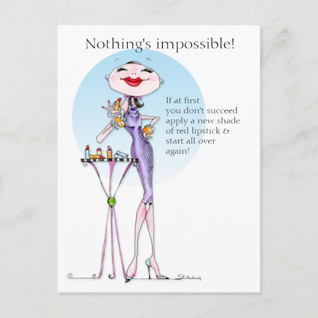 Nothing is impossible funny woman humour post card (Front)
