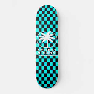 Nothing Personal Black and Blue Gradient Checkered Skateboard