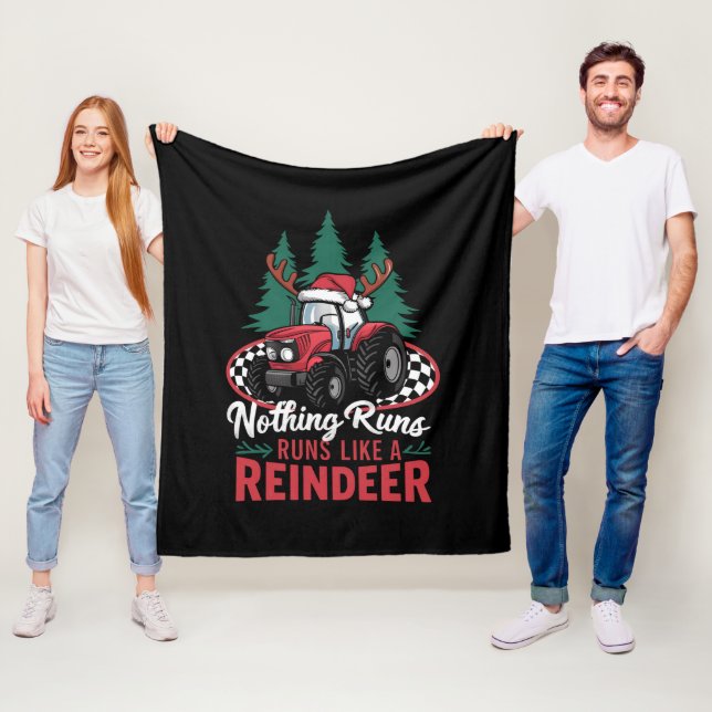 Nothing Runs Like A Reindeer Christmas Tractor  Fleece Blanket (In Situ)