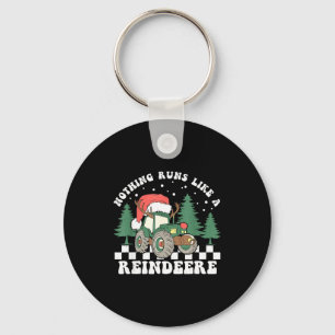 Nothing Runs Like A Reindeer Funny Christmas Famil Keychain
