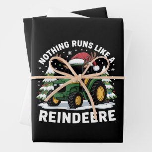 Nothing Runs Like A Reindeere Christmas Tractor  Wrapping Paper Sheet