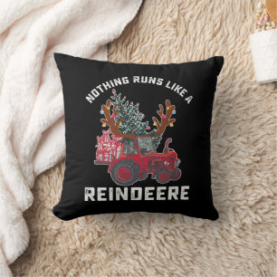 Nothing Runs Like A Reindeere Tractor Reindeer Throw Pillow