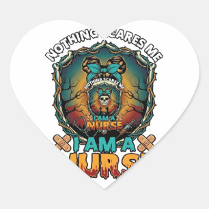 Nothing Scares Me Nurse Halloween Skull Syringe St Heart Sticker