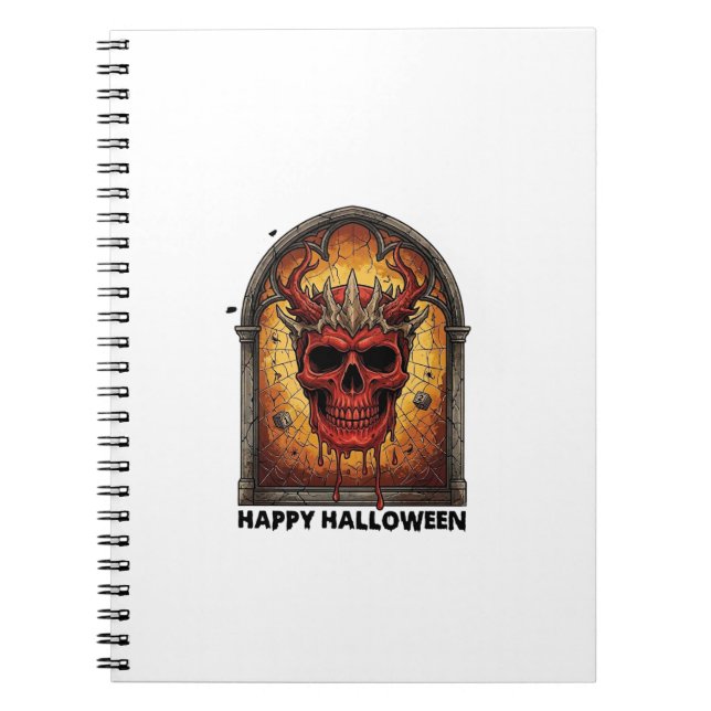 Nothing Scares Me Red Horned Skull Spider Web Hall Notebook (Front)