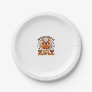 Nothing Scares Me Turkey Mom Halloween Nurse Ghost Paper Plate