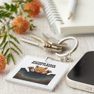"NOTHING STAYS BURIED FOREVER" Orange Cat  Keychain
