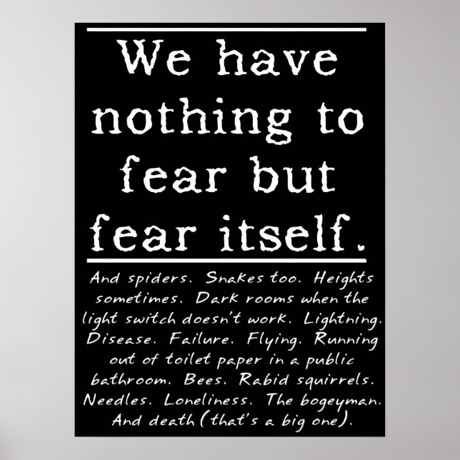 Nothing To Fear ? Funny Print Poster Humour (Front)