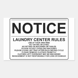 'Notice Laundry Rules' Laundromat Overlay Black Sticker