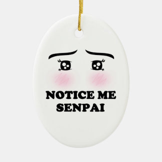 Notice Me Senpai Blushing Anime Girl Kawaii Suki Ceramic Ornament
