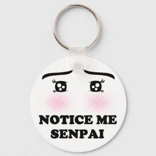 Notice Me Senpai Blushing Anime Girl Kawaii Suki Keychain