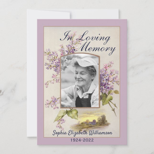 Notice of Death Funeral Arrangement Card (Front)