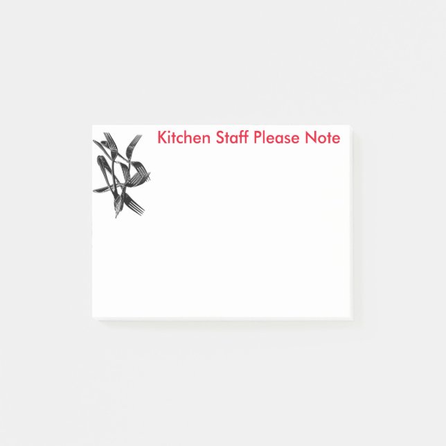 Notice to Kitchen Staff Post-it Notes (Front)