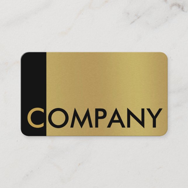 Noticeable brushed gold and black business card (Front)