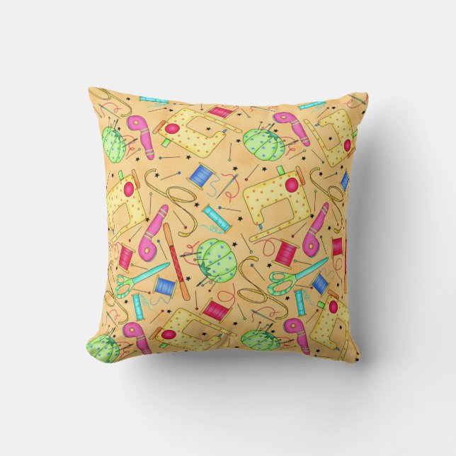 Notions de couture jaune Coussin décoratif (Recto)