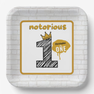 Notorious One  Retro 90's Hip Hop 1st Birthday  Pa Paper Plate