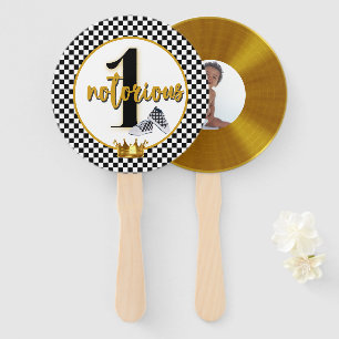 Notorious One  Retro Hip Hop 1st Birthday Photo Hand Fan