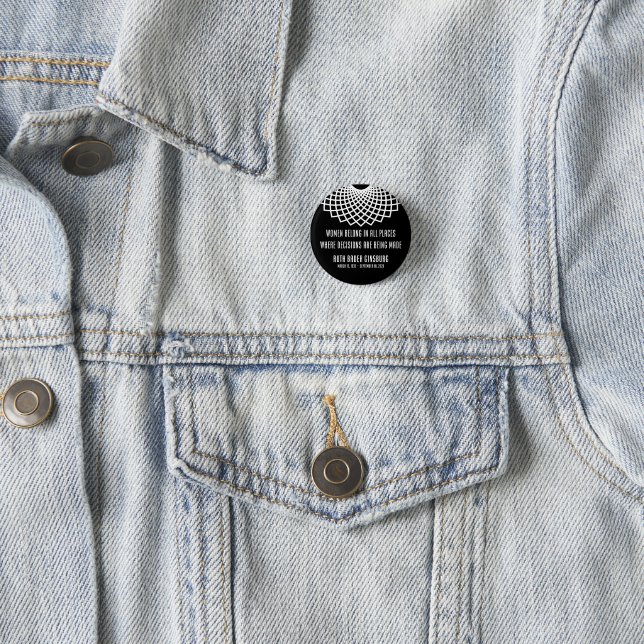 Notorious RBG Collar Memorial Quote Button (In Situ)