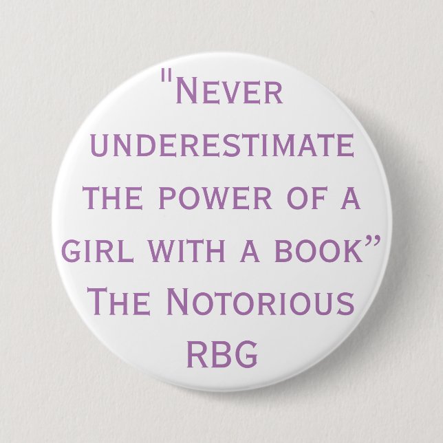 Notorious RBG Never Underestimate Quote 3 Inch Round Button (Front)