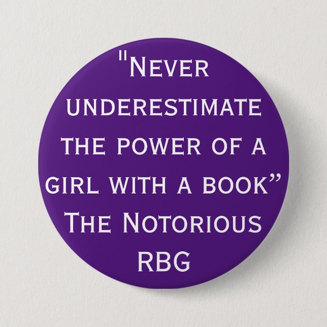 Notorious RBG Never Underestimate Quote 3 Inch Round Button (Front)