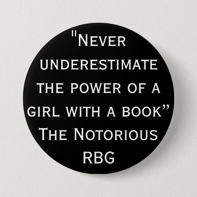 Notorious RBG Never Underestimate Quote 3 Inch Round Button (Front)