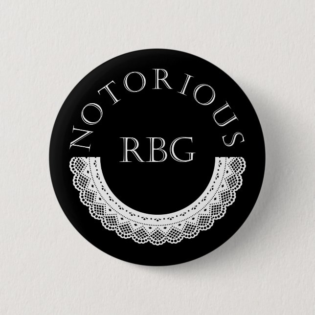 Notorious RBG Ruth Bader Ginsburg Lace Collar 2 Inch Round Button (Front)