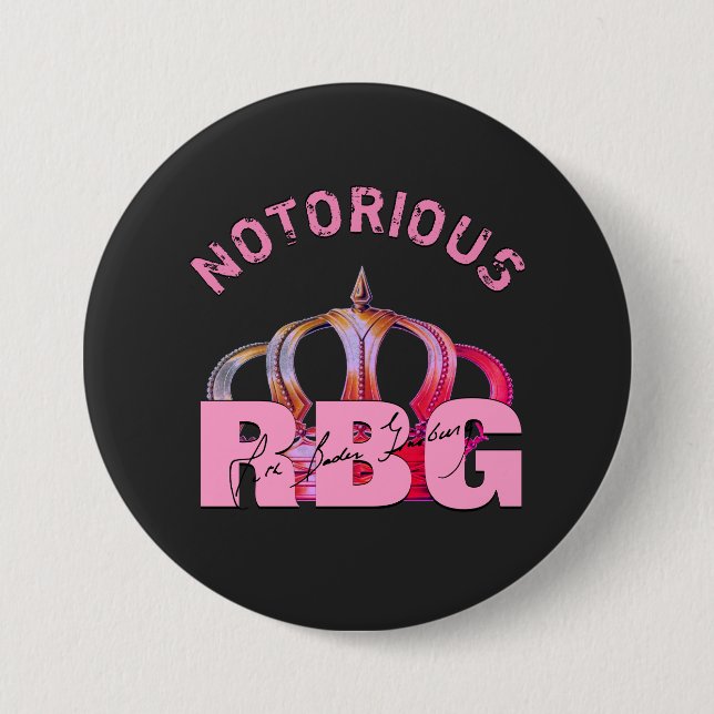 Notorious RBG Signature Monogram 3 Inch Round Button (Front)