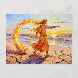 Notos God of the Southern Wind from Greek Mytholog Postcard