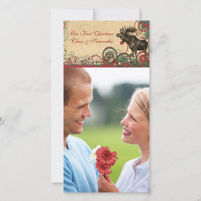 Notre 1er Carte photo d'orignal de Noël (Devant)