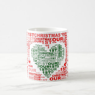 Notre 1er Noël Rouge Vert Coeur Café Mug
