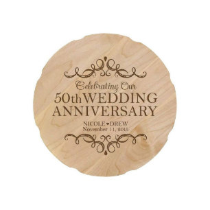 Notre 50e anniversaire Mariage Plaque en bois d'ér