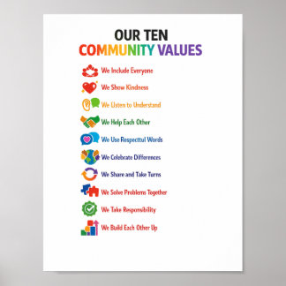 Notre affiche des dix valeurs communautaires 8.5x1