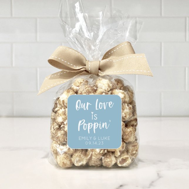Notre Amour est Poppin' Wedding Favor Sticker Carr (Créateur téléchargé)