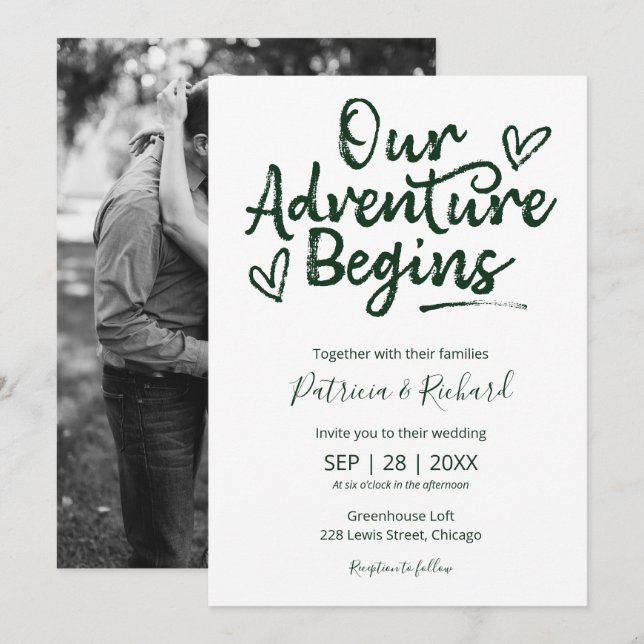 Notre aventure commence par Faire-part de mariage  (Devant / Derrière)