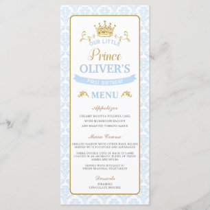 Notre Baby shower Bleu Petit Prince Menu Anniversa