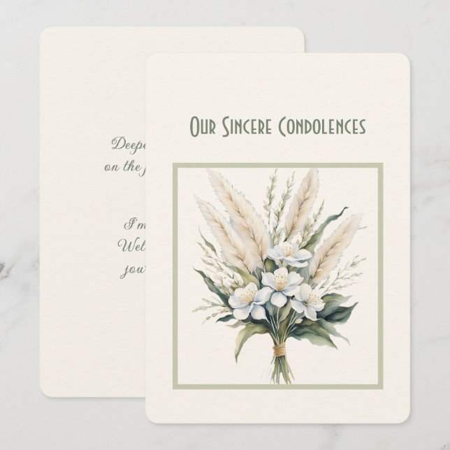 Notre carte de notes Condolences Sincères (Devant / Derrière)