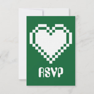 Notre carte de réponse 8-Bit Hearts in Green