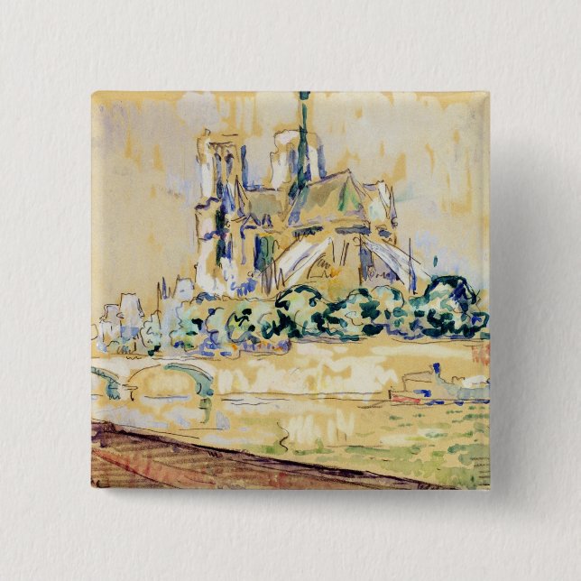 Notre Dame, 1885 2 Inch Square Button (Front)