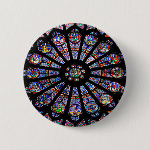 Notre-Dame Cathedral Colourful Stained Glass 2 Inch Round Button