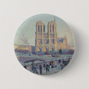 Notre Dame Cathedral Paris France Classic Painting 2 Inch Round Button