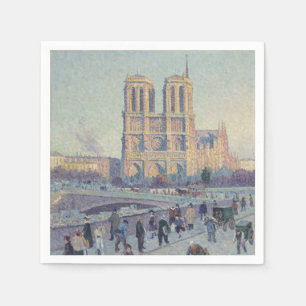 Notre Dame Cathedral Paris France Classic Painting Napkin